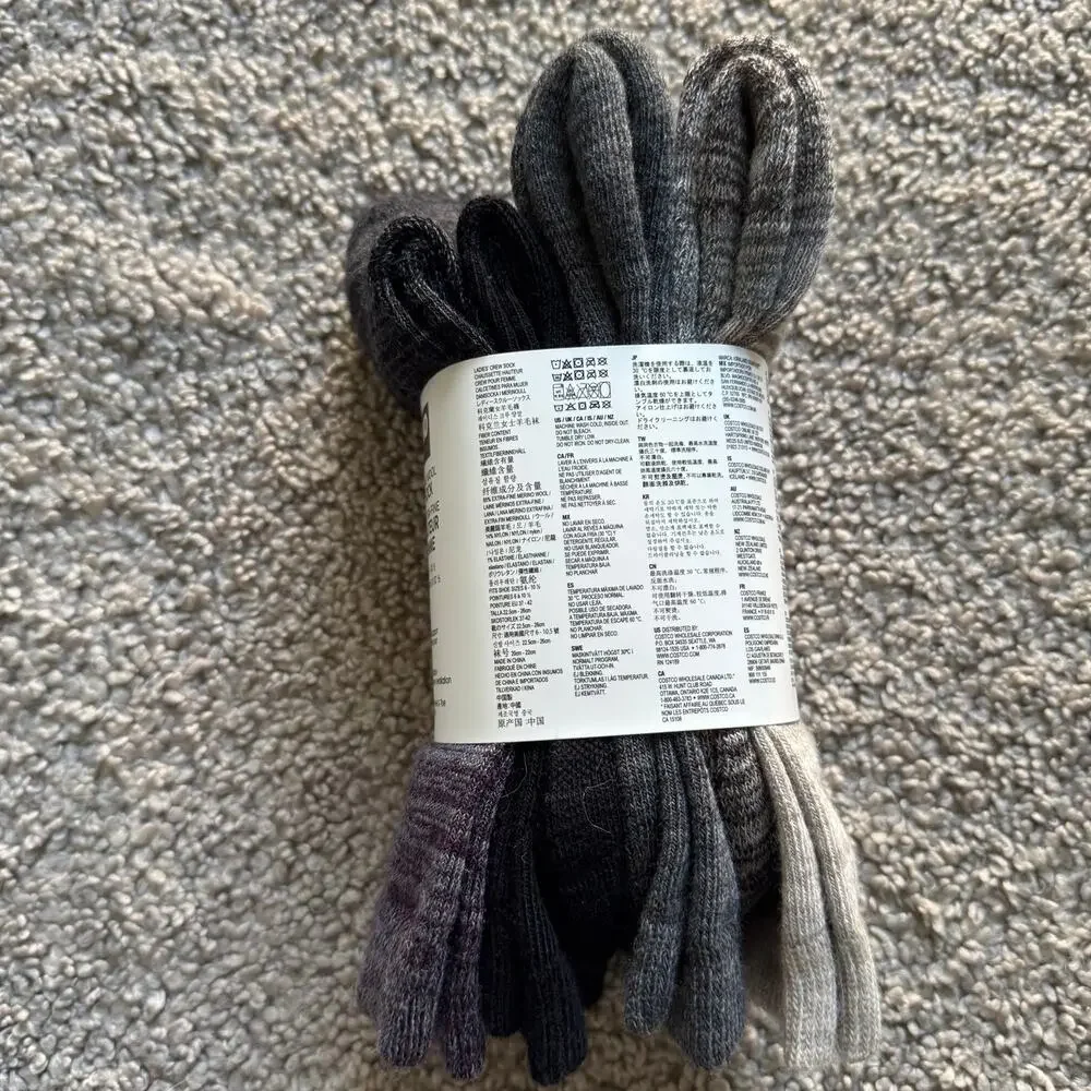 New Kirkland Women's Crew Merino Wool Blend Socks 4 Pack Neutrals Sz 6-10.5